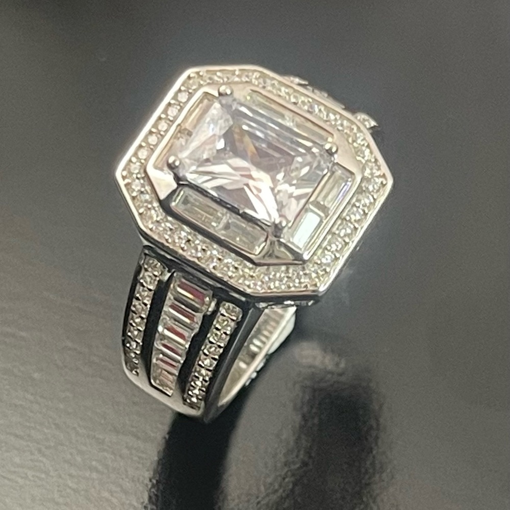 Solid Plata 925 Silver Size 9 Ring Austrian Crytal - image 2